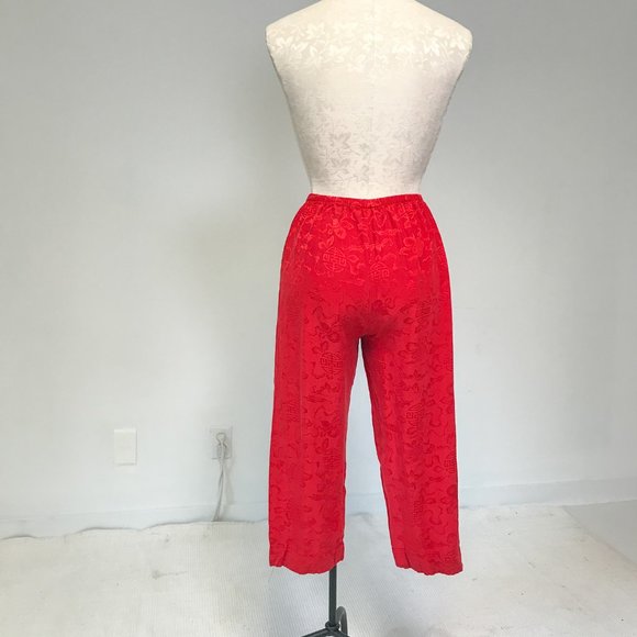 Vintage OS 100% Silk Print Asian Cropped Pants - Picture 7 of 11